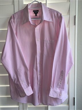 croft & barrow Pink and White Striped Men’s Dress Shirt
